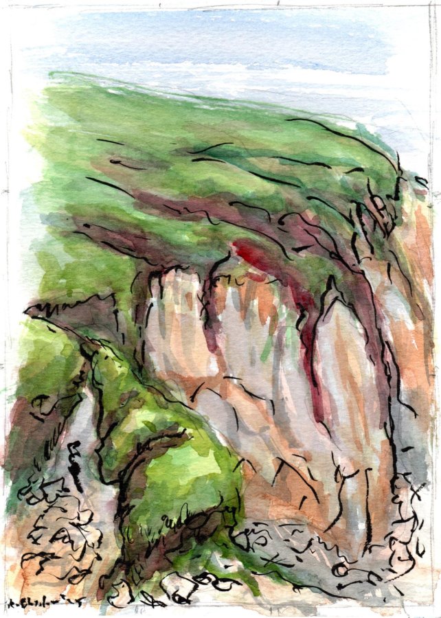 Pebble Beach Cliff acuarela 25 de septiembre